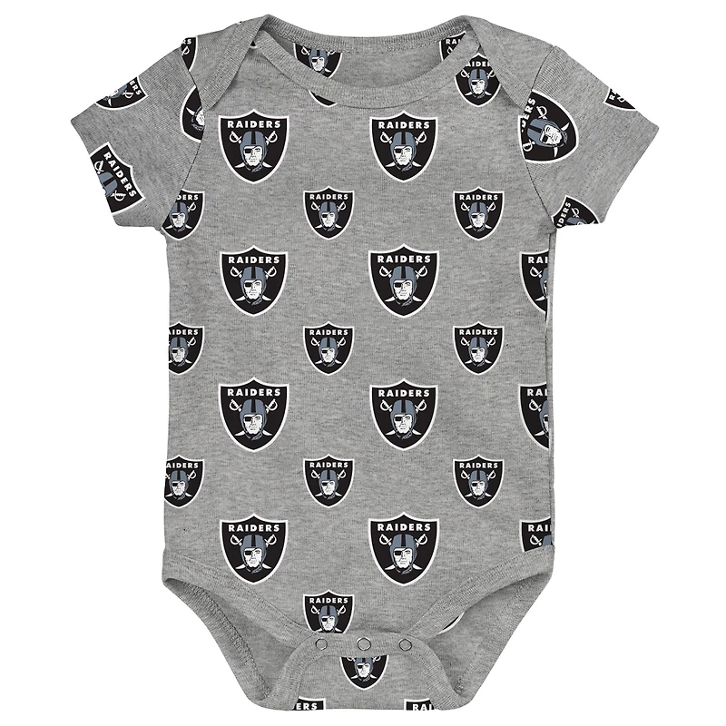 Newborn Outerstuff Las Vegas Raiders Little Tike 3-Piece Bodysuit Set