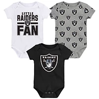 Newborn Outerstuff Las Vegas Raiders Little Tike 3-Piece Bodysuit Set