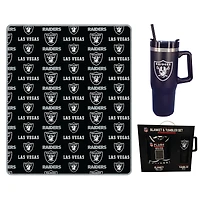Ensemble couverture Pegasus Las Vegas Raiders 60" x 70" avec logo et gobelet isotherme en acier inoxydable de 30 oz