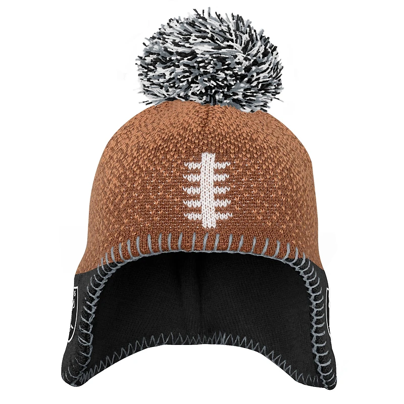 Preschool Brown Las Vegas Raiders Football Head Knit Hat with Pom
