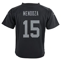 Maillot de match Nike Fernando Mendoza noir l'équipe des Raiders Las Vegas pour enfants d'âge préscolaire