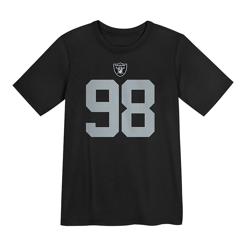 T-shirt Nike Maxx Crosby pour enfant d'âge préscolaire avec nom et numéro de joueur des Las Vegas Raiders