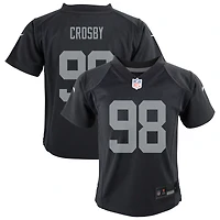 Maillot de match Nike Maxx Crosby noir pour enfants d'âge préscolaire, équipe des Raiders Las Vegas