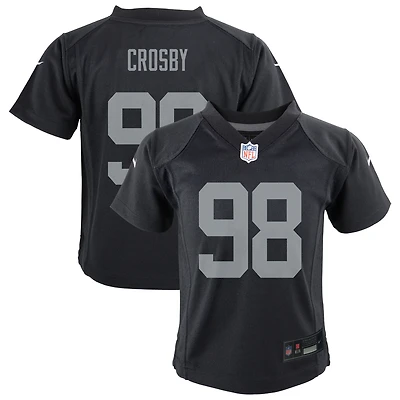 Maillot de match Nike Maxx Crosby noir pour enfants d'âge préscolaire, équipe des Raiders Las Vegas