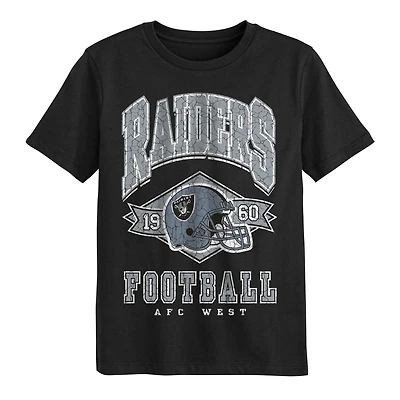 T-shirt noir « Kick Off » des Las Vegas Raiders pour enfants d'âge préscolaire