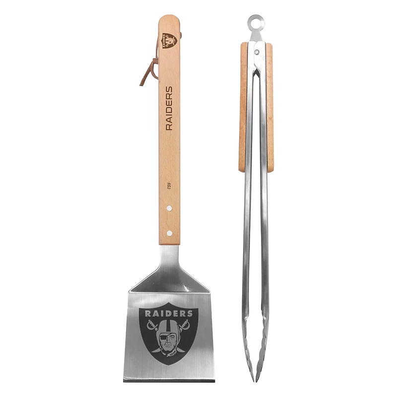 The Sports Vault Las Vegas Raiders - Ensemble d'ustensiles de barbecue 2 pièces