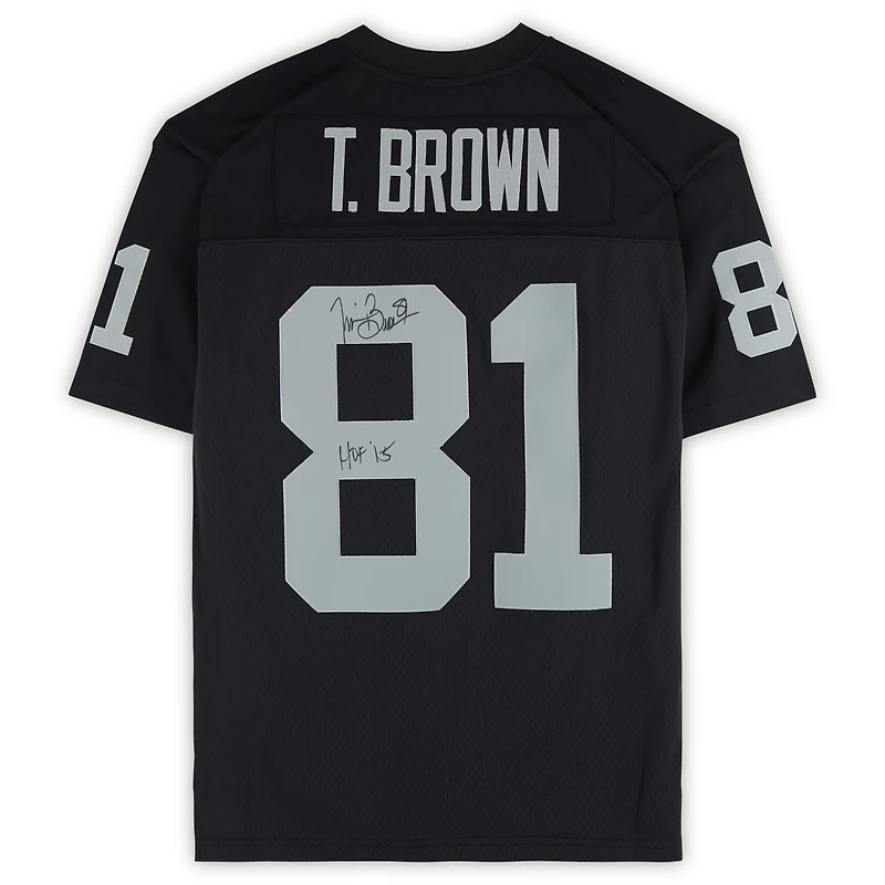 Tim Brown Las Vegas Raiders Autographed Black Mitchell & Ness Replica Jersey with "HOF 2015" Inscription