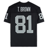 Tim Brown Las Vegas Raiders Autographed Black Mitchell & Ness Replica Jersey with "HOF 2015" Inscription