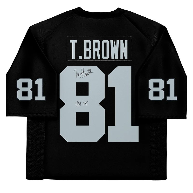 Tim Brown Las Vegas Raiders Autographed Black Mitchell & Ness Replica Jersey with "HOF 2015" Inscription
