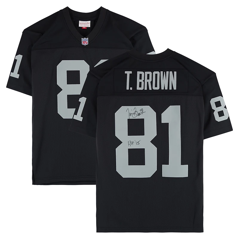 Tim Brown Las Vegas Raiders Autographed Black Mitchell & Ness Replica Jersey with "HOF 2015" Inscription