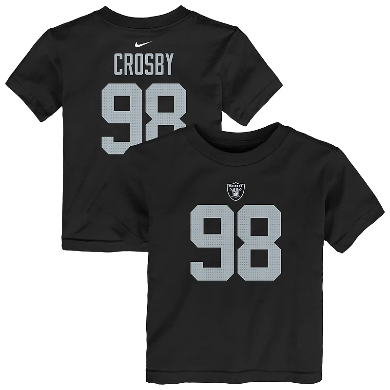 T-shirt Nike Maxx Crosby pour tout-petit avec nom et numéro de joueur des Las Vegas Raiders noir