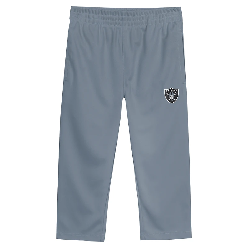 Ensemble t-shirt et pantalon à col en V pour tout-petits Outerstuff noir/gris des Las Vegas Raiders Red Zone