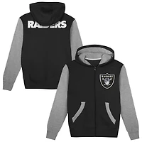 Sweat à capuche zippé Outerstuff noir et argent Las Vegas Raiders Stadium pour tout-petits