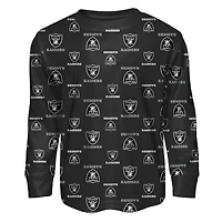 Ensemble de nuit pour tout-petits Outerstuff noir avec t-shirt à manches longues et pantalon imprimé intégral des Las Vegas Raiders