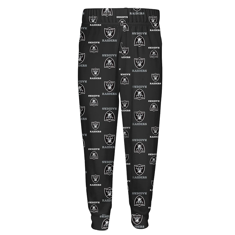Ensemble de nuit pour tout-petits Outerstuff noir avec t-shirt à manches longues et pantalon imprimé intégral des Las Vegas Raiders