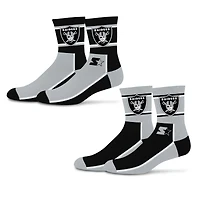 Unisex Starter  Black/Silver Las Vegas Raiders Double Color Block 2-Pack Mid-Crew Socks