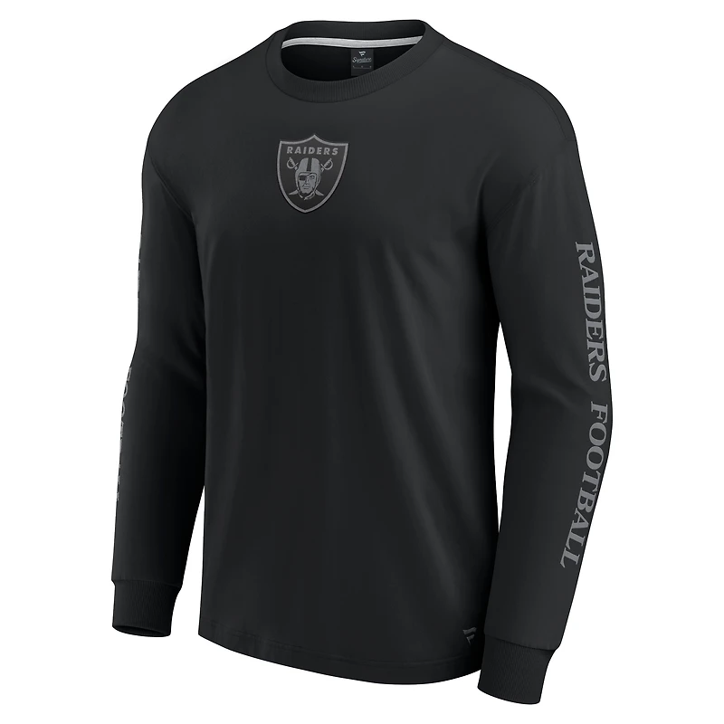 T-shirt unisexe à manches longues Fanatics noir des Las Vegas Raiders Elements Strive