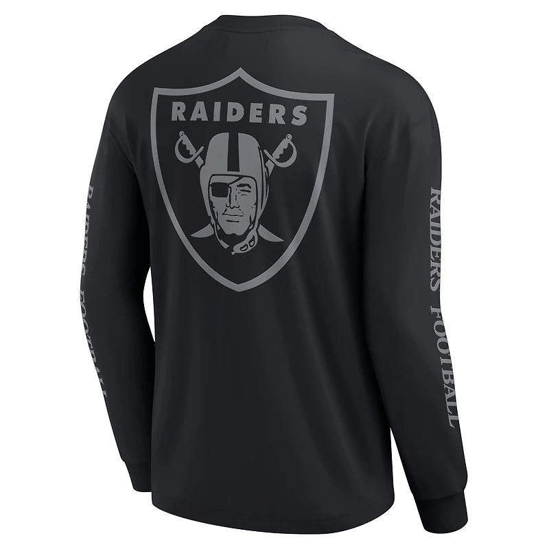 T-shirt unisexe à manches longues Fanatics noir des Las Vegas Raiders Elements Strive