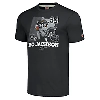 T-shirt unisexe en mélange de trois matières, hommage à Bo Jackson, caricature anthracite des Raiders Las Vegas, joueur retraité