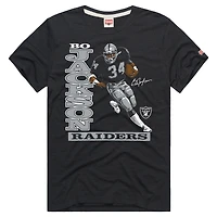 T-shirt unisexe Hommage Bo Jackson Charcoal, joueur retraité des Las Vegas Raiders, caricature classique