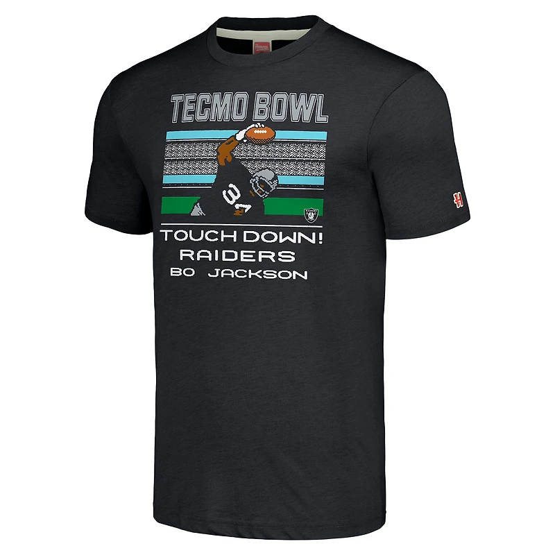 Unisex Homage Bo Jackson Charcoal Las Vegas Raiders Tecmo Bowl Retired Player Graphic Tri-Blend T-Shirt