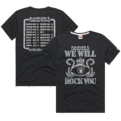 Unisex Homage Charcoal Las Vegas Raiders 2026 NFL Schedule Queen Tri-Blend T-Shirt