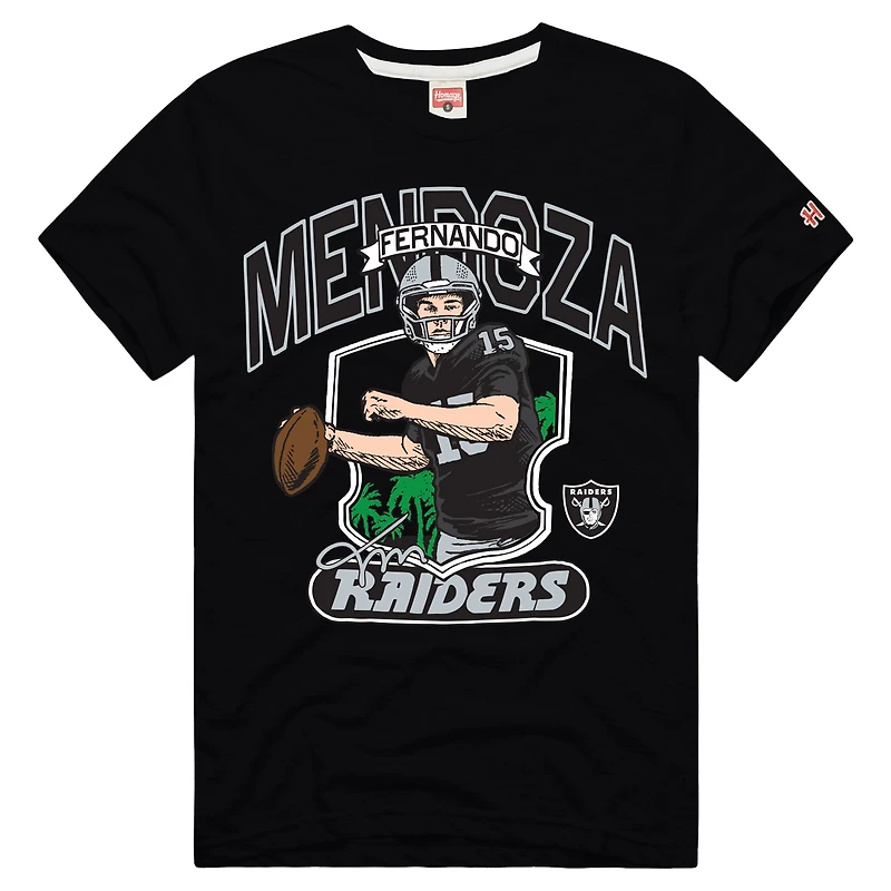 Unisex Homage Fernando Mendoza Black Las Vegas Raiders Caricature Player Tri-Blend T-Shirt