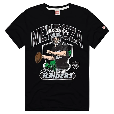 Unisex Homage Fernando Mendoza Black Las Vegas Raiders Caricature Player Tri-Blend T-Shirt