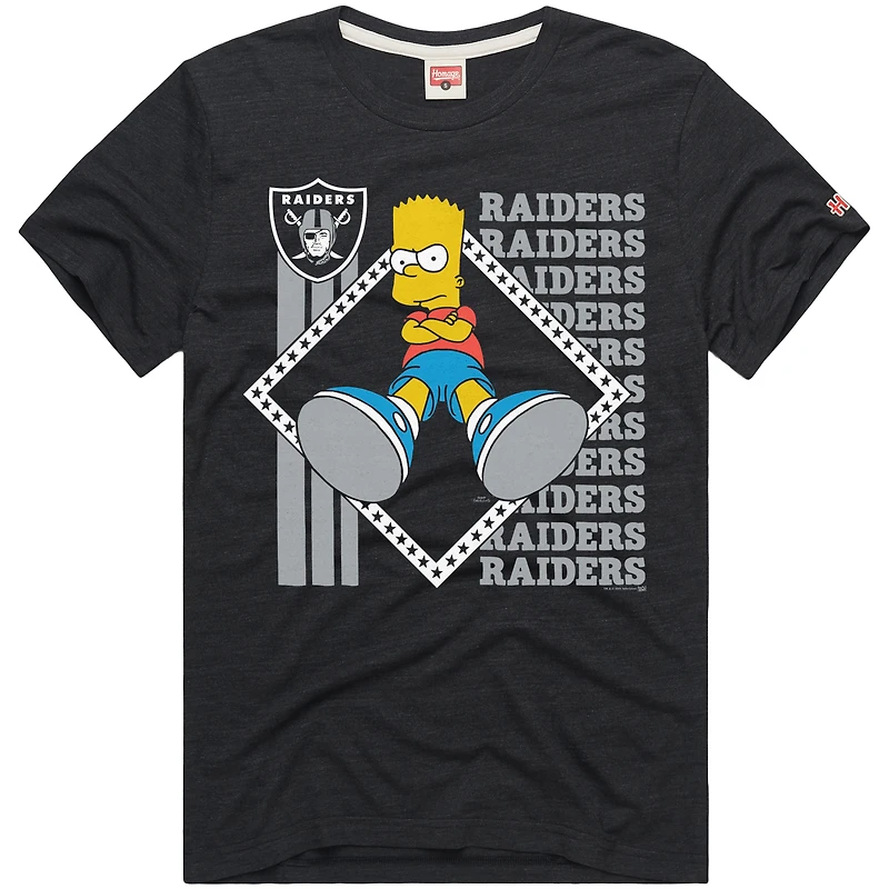 Unisex Homage x The Simpsons Black Las Vegas Raiders Tri-Blend T-Shirt