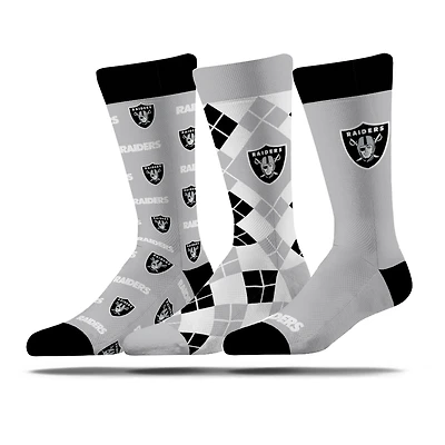 Lot de trois paires de chaussettes unisexes Strideline Las Vegas Raiders Business Knit Crew