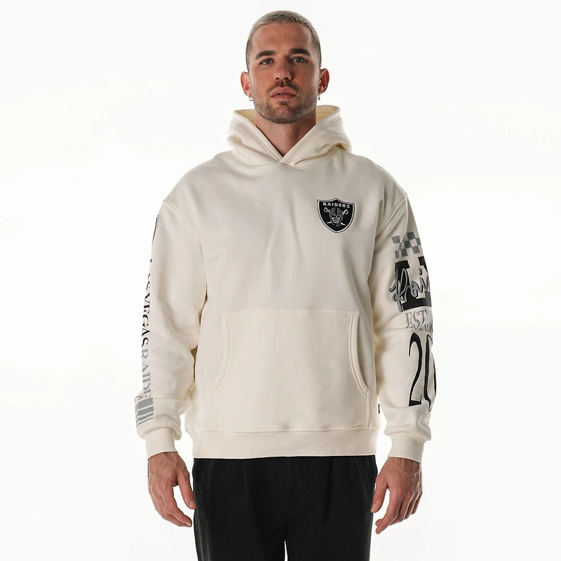 Unisex The Wild Collective  Cream Las Vegas Raiders Stacked Graphic Sleeve Fleece Hoodie
