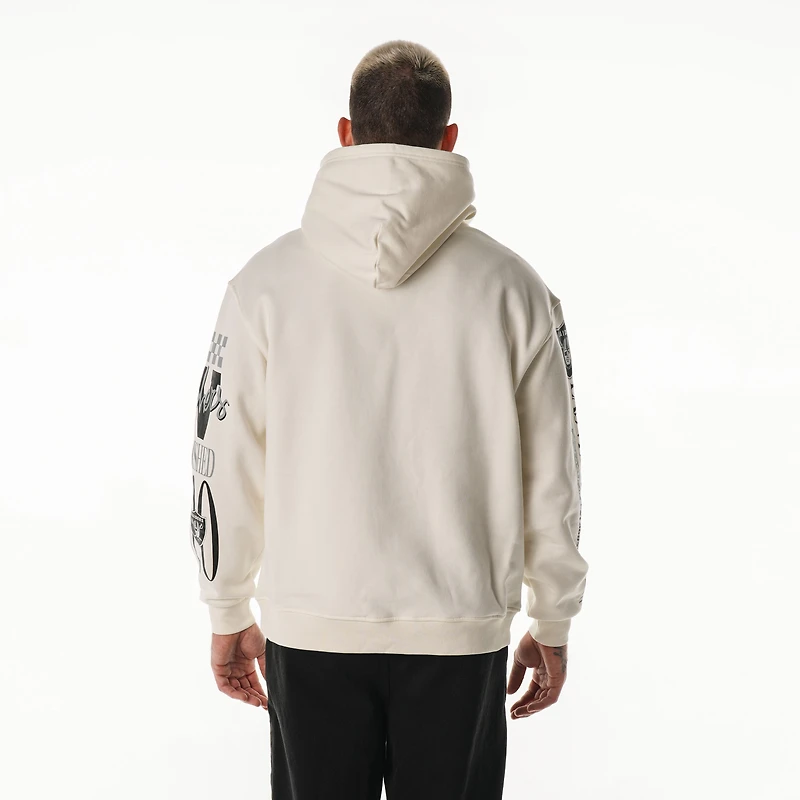 Unisex The Wild Collective  Cream Las Vegas Raiders Stacked Graphic Sleeve Fleece Hoodie