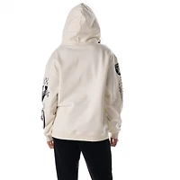 Unisex The Wild Collective  Cream Las Vegas Raiders Stacked Graphic Sleeve Fleece Hoodie