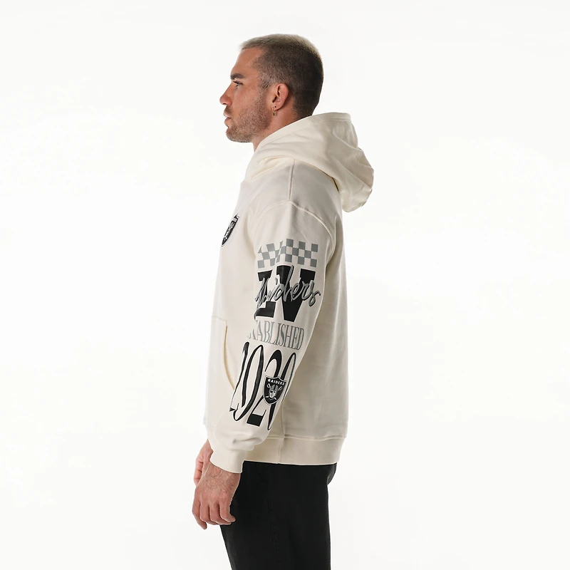 Unisex The Wild Collective  Cream Las Vegas Raiders Stacked Graphic Sleeve Fleece Hoodie
