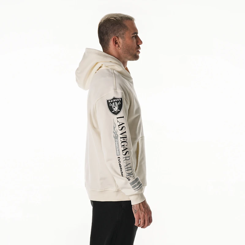Unisex The Wild Collective  Cream Las Vegas Raiders Stacked Graphic Sleeve Fleece Hoodie