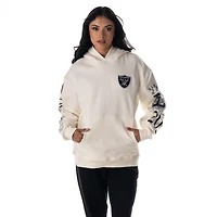 Unisex The Wild Collective  Cream Las Vegas Raiders Stacked Graphic Sleeve Fleece Hoodie