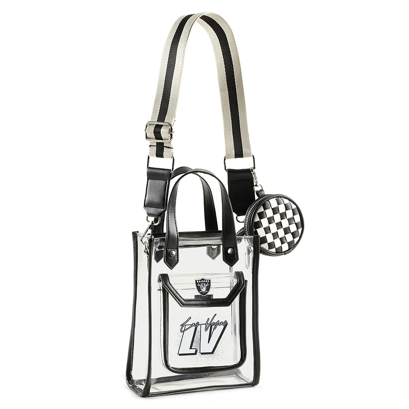 WEAR by Erin Andrews Sac à bandoulière transparent Las Vegas Raiders Stadium avec pochette à monnaie