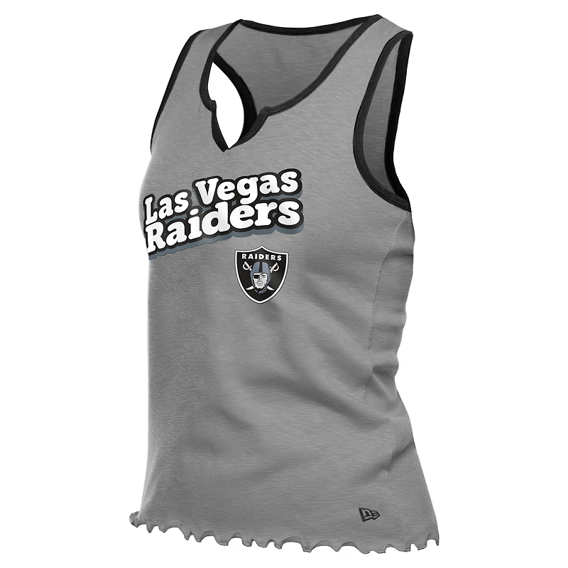 Débardeur tri-mélange à ourlet ondulé et col cranté pour femme New Era Silver Las Vegas Raiders