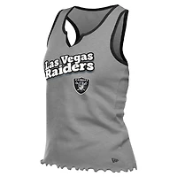 Débardeur tri-mélange à ourlet ondulé et col cranté pour femme New Era Silver Las Vegas Raiders