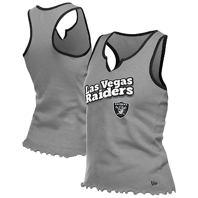 Débardeur tri-mélange à ourlet ondulé et col cranté pour femme New Era Silver Las Vegas Raiders