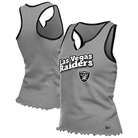 Débardeur tri-mélange à ourlet ondulé et col cranté pour femme New Era Silver Las Vegas Raiders