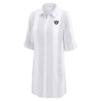 Tunique boutonnée à rayures de rugby pour femme Tommy Bahama Kaki/Blanc Las Vegas Raiders