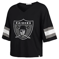 Women's '47 Black Las Vegas Raiders  Double Header Scout Cropped V-Neck T-Shirt