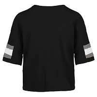 Women's '47 Black Las Vegas Raiders  Double Header Scout Cropped V-Neck T-Shirt