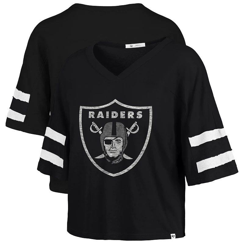 T-shirt court à col en V « 47 » pour femme, modèle Premier Scout, noir, des Las Vegas Raiders