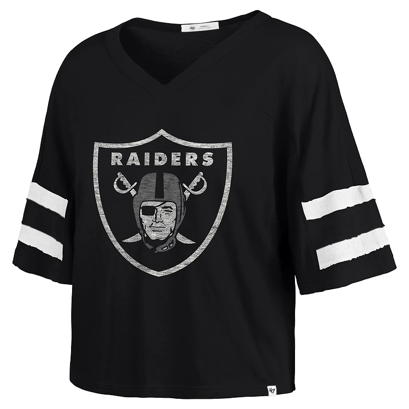 T-shirt court à col en V « 47 » pour femme, modèle Premier Scout, noir, des Las Vegas Raiders
