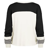 Women's '47 Cream Las Vegas Raiders Double Header Curve Raglan Long Sleeve Crop Top