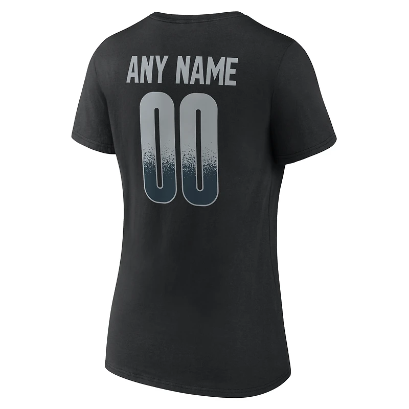 Women's Black Las Vegas Raiders Home Field Pop Personalized Name & Number V-Neck T-Shirt