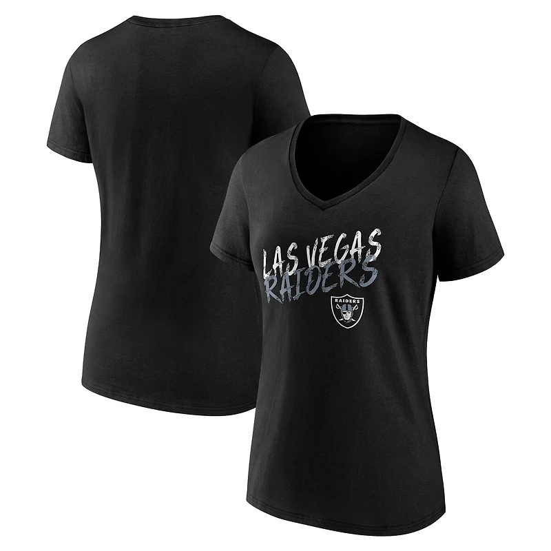 Women's Black Las Vegas Raiders Hustle V-Neck T-Shirt