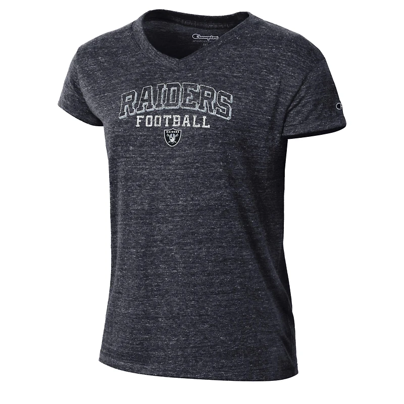 Women's Champion Black Las Vegas Raiders Triumph Tri-Blend V-Neck T-Shirt